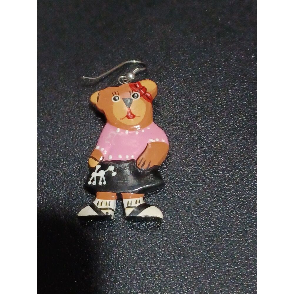 50s-Style Novelty Bear Earrings - Picture 3 of 4